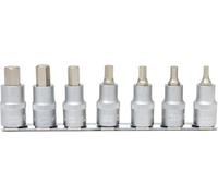 KS Tools 911.1320 1/2" Juego de llaves de vaso con punta para tornillos con encastre hexagonal, cortas, 7 pzs