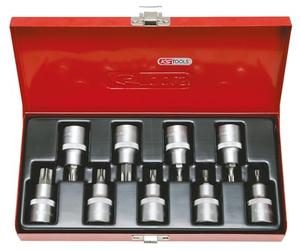 KS Tools 911.1386 1/2" Juego de bits con adaptador tx, con agujero frontal, 9 pzs TB20-TB60