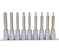 KS Tools 911.1520 1/2" Juego de llaves de vaso con punta para tornillos Torx, largas, 9 pzs, T20-T60
