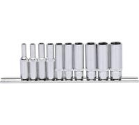 KS Tools 918.0610 3/8" Juego de llaves de vaso hexagonales CHROMEplus, largas, 10 pzs 4-13 mm