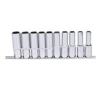 KS Tools 918.0660 1/2" Juego de llaves de vaso de 12 cantos CHROMEplus, largas, 10 pzs, 10-19 mm