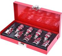 KS Tools 918.1386 1/2" CHROMEplus Juego de bits con adaptador tx, con agujero frontal, 9 pzs TB20-TB60