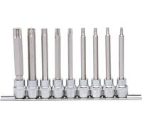 KS Tools 918.1550 3/8" Juego de llaves de vaso con punta para tornillos Torx CHROMEplus, largas, 9 pzs T20-T60