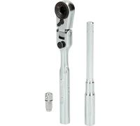 KS Tools 918.1590 Juego de carraca reversible articulada para puntas de 1/4" con adaptador insertable para llaves de vaso, 3 pzs