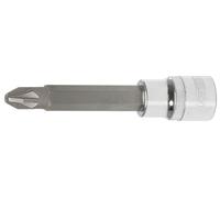 KS Tools 918.1689 1/2" Llave de vaso con punta para tornillos de estrella PZ CHROMEplus, larga, PZ2