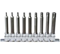 KS Tools 918.3969 3/8" Juego de llaves de vaso con punta para tornillos Torx CHROMEplus, con orificio frontal, largas, 9 pzsTB20-TB60