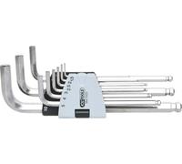 KS Tools 964.0420 Juego de llaves Allen acodadas con cabeza esférica de acero fino, 9 pzs