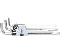 Juego de llaves acodadas de acero inoxidable XL KS Tools, hexágono interior con cabezal esférico