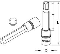 KS TOOLS, juego de brocas de impacto con cabeza hexagonal interior, 1/2", longitud 6x90 mm (963.1313)