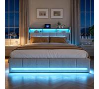 KSFASHZ Cama Matrimonio 180x200 con 4 Cajones, Camas Matrimoniales con LED y USB, Cama Tapizada 180x200 con AlmacenajeCama CapitonadaCama de Matrimonio Tapizado Camas Adultos con Cabecero, Sin colchón