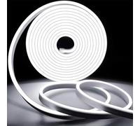 KSIBNW Luces LED 15 Metros, Tiras Led 220v de Neón con Interruptor Luces Led Habitación Flexible Exterior Impermeable IP67 Escalera de Techo Tira de LED 2835 120 LEDs/M Cocina Lights Blanco Frío