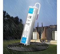 KSIBNW Transformador 220V a 24V 100W, Impermeable IP67 Fuente de Alimentación Exterior Ultra Fino LED Driver con Enchufe AC 220V a DC 24V 4,2A 100W Tensión Controlado Voltaje Constante Driver de Bajo