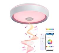 KSIX Glory Plafón Led Inteligente Techo con Altavoz, Color regulable RGB, 6200 lm, Ø47cm, Luz Controlable con Mando a Distancia y App, para Cocina Dormitorio o Infantil, Resiste polvo y salpicaduras
