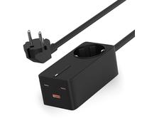 KSIX Regleta Carga Ultra rápida GAN 65W, PPS, Power Delivery, Multipuerto x4, Cable 1,5 m, Indicador LED, Negro