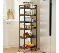 Kssiaz Carro de Almacenamiento Delgado, Carro con Ruedas de 6 Niveles, Organizador Móvil Estrecho Multiuso para Cocina, Baño, Lavadero, Sala de Estar, Espacios Estrechos, 9,84pulgadas (A)