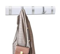 Kssvzz Perchero Pared con 5 Ganchos Extraíbles, Colgador de Pared Moderno, Percha Pared de Aluminio, Gancho Adhesivo Pared para Colgar Ropa Bufanda, Blanco