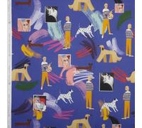 Kt KILOtela - Tela de loneta estampada digital - Half Panamá 100% algodón orgánico Oeko-Tex Standard 100 - Retal de 100 cm largo x 280 cm ancho | Pablo Picasso - Azul ─ 1 metro