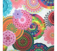 Kt KILOtela - Tela de loneta Estampada Digital - Half Panamá 100% algodón - Retal de 100 cm Largo x 280 cm Ancho | Mandalas, Anisha - Muticolor ─ 1 Metro