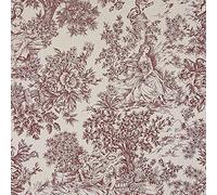 Kt KILOtela - Tela Loneta Estampada, Decoración, Tapizar, Cojines, Manteles, Cortinas, Colchas, Bolsos, Manualidades, 300 cm Largo x 280 cm Ancho, Romántico, Toile Jouy, Granate, Crudo - 3 Metros