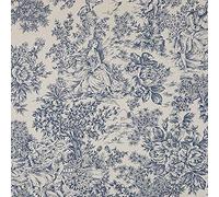 Kt KILOtela - Tela Loneta Estampada, Decoración, Tapizar, Cojines, Manteles, Cortinas, Colchas, Bolsos, Manualidades, 300 cm Largo x 280 cm Ancho, Romántico, Toile de Jouy, Azul, Crudo ─ 3 Metros