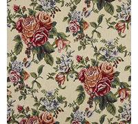 Kt KILOtela - Tela por Metros de Tapicería, Jacquard Gobelino, Tapizar, Decoración, Ancho 280 cm, Largo a Elección de 50 en 50 cm | Rosal, Floral - Rojo, Azul, Verde