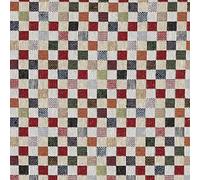 Kt KILOtela - Tela Tapicería, Jacquard Gobelino, Tapizar, Cojines, Sofá, Resistente, 100 cm Largo x 280 cm Ancho, Cuadros Pequeños, Rojo, Naranja, Verde, Azul, Beige ─ 1 Metro