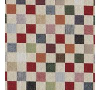 Kt KILOtela - Tela Tapicería, Jacquard Gobelino, Tapizar, Cojines, Sofá, Resistente al Desgaste, 100 cm Largo x 280 cm Ancho, Cuadros Grandes, Multicolor - 1 Metro