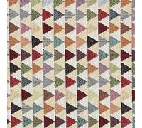 Kt KILOtela - Tela Tapicería, Jacquard Gobelino, Tapizar Sillas, Cojines, Sofá, Resistente, 100 cm Largo x 280 cm Ancho, Triángulos, Multicolor, Beige - 1 Metro