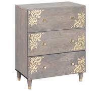 KTHLBRH Aparador 2 unidades Gris 60 x 33 x 75 cm Madera de mango macizo | 6 cajones, estante, pomos de latón, estilo moderno, fácil mantenimiento
