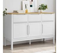 KTHLBRH Aparador de madera maciza de pino, color blanco, 114 x 43 x 74 cm