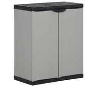 KTHLBRH Caja para contenedores de basura gris y negro, 68 x 40 x 85 cm, de polipropileno, armario para residuos de jardín con 3 bolsas de reciclaje y estante para una práctica separación de residuos
