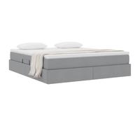 KTHLBRH Cama con almacenamiento y colchón gris claro 160 x 200 cm | Elevación hidráulica, estructura de metal, poliéster, máx. 280 kg, tamaño King
