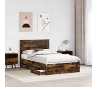 KTHLBRH Estructura de cama con 6 cajones, roble ahumado, 120 x 200 cm | Madera ingenierizada, cabecero integrado, diseño moderno, fácil mantenimiento