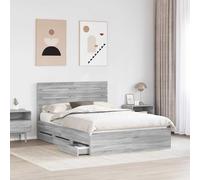 KTHLBRH Estructura de cama con cajones gris Sonoma, 160 x 200 cm | Madera ingenierizada, 6 cajones, láminas fijas, independiente, fácil mantenimiento