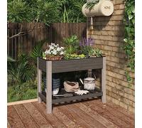 KTHLBRH Jardín alto con estante, color gris, macetero para plantas al aire libre, para terraza, terraza, 100 x 50 x 75 cm, WPC