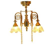 KTUXZCI Lámparas para casa de muñecas, Mini lámpara de araña a Pilas para,B | muebles, mini lámpara de techo, color oro, ABS.