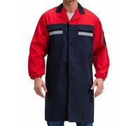 KTWOLEN Hombre Batas de Laboratorio Alta Visibilidad Camisa de Trabajo Batas Medico Enfermera Multibolsillos Sanitaria de Trabajo Camisa de Laboratorio con Manga Larga, Rojo, XXL