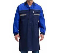KTWOLEN Hombre Batas de Laboratorio Alta Visibilidad Camisa de Trabajo Batas Medico Enfermera Multibolsillos Sanitaria de Trabajo Camisa de Laboratorio con Manga Larga, Azul, XL