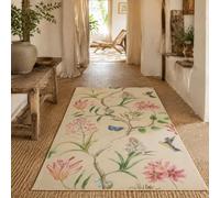 KTYUTJDH Alfombra antideslizante lavable, rectangular, 70 x 140 cm, diseño floral vintage, verde, rosa, azul, beige, blanco, alfombra para sala de estar, lavandería, cocina, pasillo, alfombra de