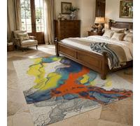 KTYUTJDH Alfombra antideslizante lavable, rectangular, 80 x 100 cm, abstracta, moderna, naranja, amarillo, azul, gris, verde, alfombra para entrada, pasillo, sala de estar, dormitorio, cocina