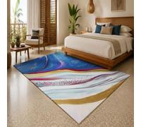 KTYUTJDH Alfombra lavable a máquina, rectangular, 80 x 150 cm, abstracto, azul, rojo, amarillo, blanco y morado, alfombra para pasillo, entrada, dormitorio, sala de estar, lavandería