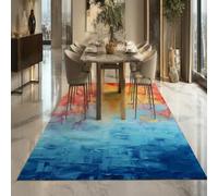 KTYUTJDH Alfombra lavable a máquina, rectangular, 90 x 100 cm, abstracto, azul, naranja, rojo, blanco, alfombras para sala de estar, dormitorio, cuarto de servicio, alfombra de suelo, mesita de noche