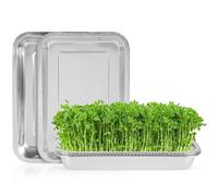 Kuabiz 2 in 1 Bandejas de Germinación en Acero Inoxidable con Bandeja Colador, 32 x 22 cm Germinador de Semillas para el Cultivo de Brotes Bio, Hierba de Gato, Berros, Cultivo Hidropónico