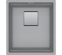 KUBUS 2, KNG 110-37, 410x460 mm, cesta de desagüe con válvula de pulsador, con rebosadero oculto, con juego de desagüe, color gris piedra