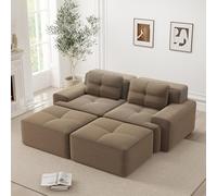 Kuczn Sofá modular de esquina de suave tejido de pana, sofá cama con función de dormir, sofá sin huesos de 32D de espuma de alta densidad, sofá Cloud sin montaje, para sala de estar y dormitorio