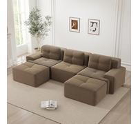 Kuczn Sofá modular de esquina de suave tejido de pana, sofá cama con función de dormir, sofá sin huesos de 32D de espuma de alta densidad, sofá Cloud sin montaje, para sala de estar y dormitorio