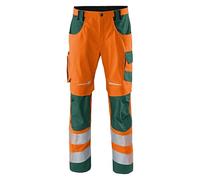 Kübler ReflectiQ PSA 2 - Pantalón con Tiras Reflectantes y Refuerzo Cordura®, Color Naranja y Verde Musgo, Talla 90