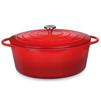 Küchenprofi 0402000433 Fuente de horno holandés de hierro fundido con tapa, interior rojo y negro, 33 cm, horno holandés, olla para hornear pan, esmaltada, para todo tipo de cocinas, para estofar,
