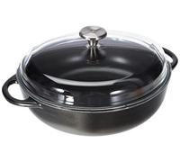 Küchenprofi 0402551028 - Sartén rústica con tapa alta de vidrio provence redonda 28 0 cm 3 25 l negra apta para inducción (h.nr.)