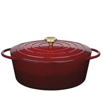 Küchenprofi Cacerola de hierro fundido con tapa ovalada, médoc, 33 cm, cacerola, horno holandés, sartén esmaltada, para todo tipo de fuegos (incluyendo inducción), para guisar, hornear, asar